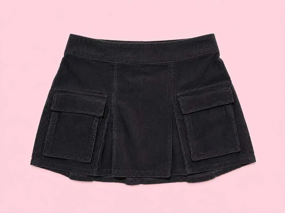 NWT- Wild Fable Dark Gray Corduroy Cargo Miniskirt with Front Pockets.